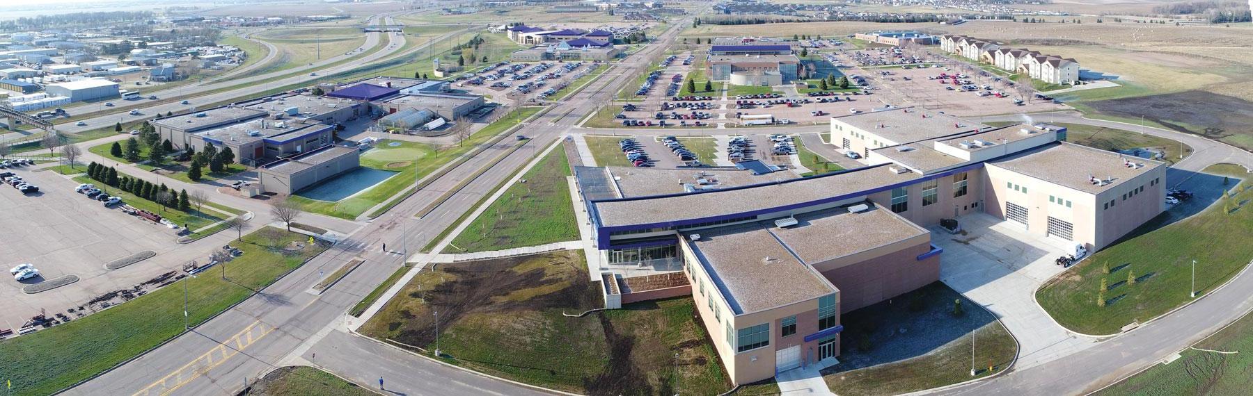 ariel view of Southeast Tech's Campus, taken near the HUB